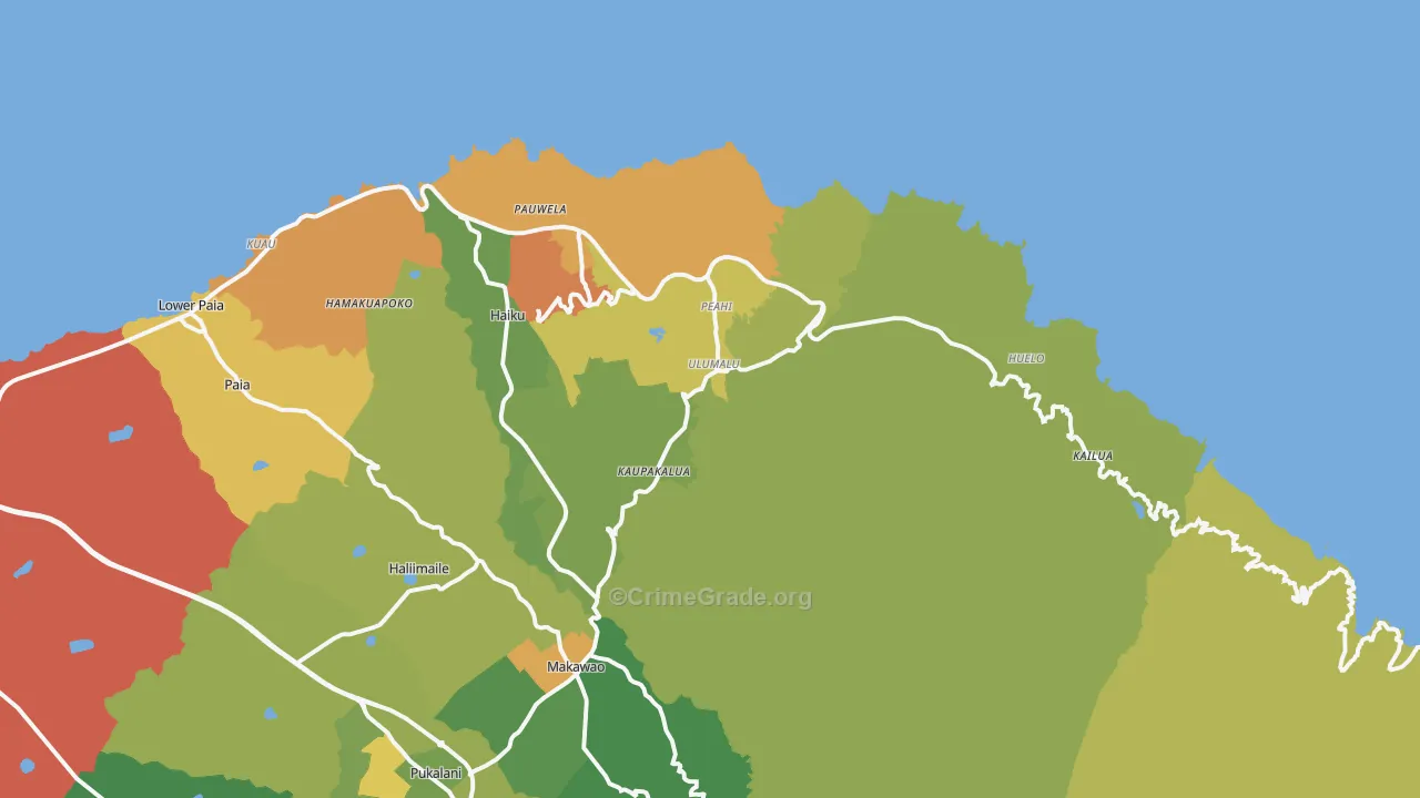 96708, HI Map of Vehicle Theft Rates