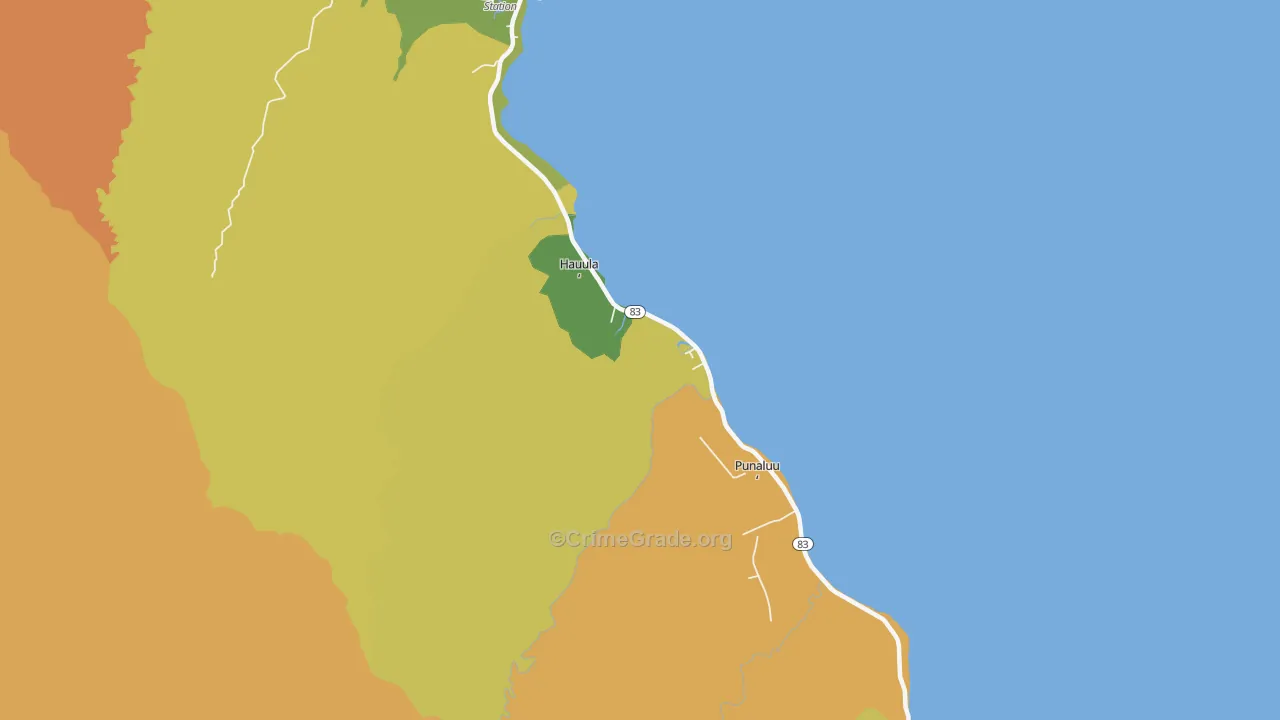 96717, HI Map of Vehicle Theft Rates