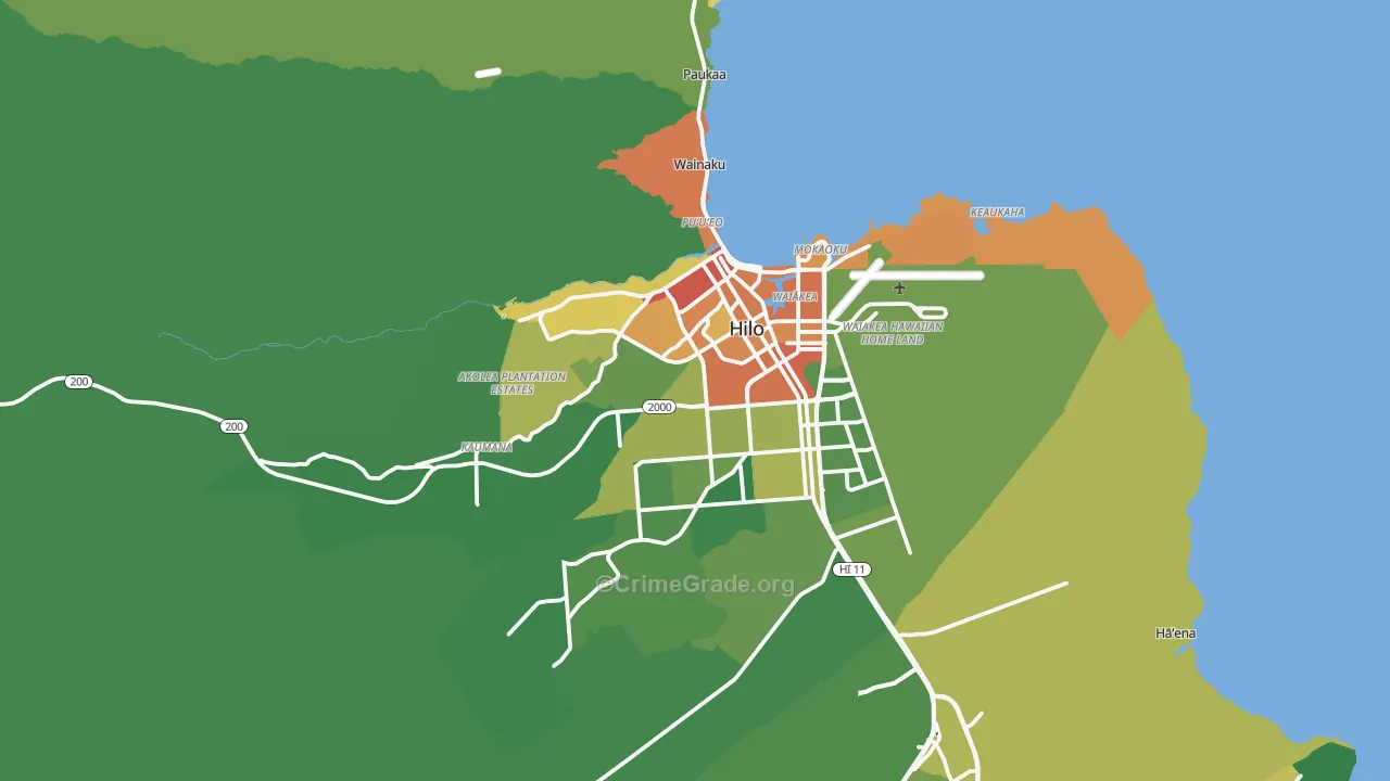 96720, HI Map of Vehicle Theft Rates