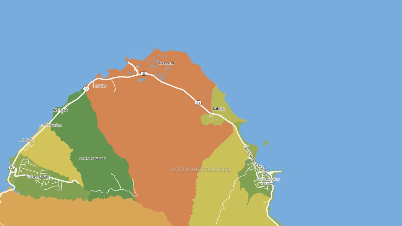96731, HI Map of Vehicle Theft Rates