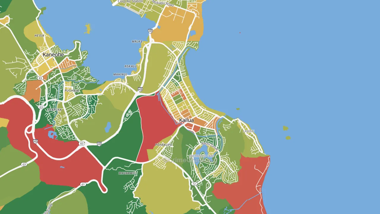 96734, HI Map of Vehicle Theft Rates