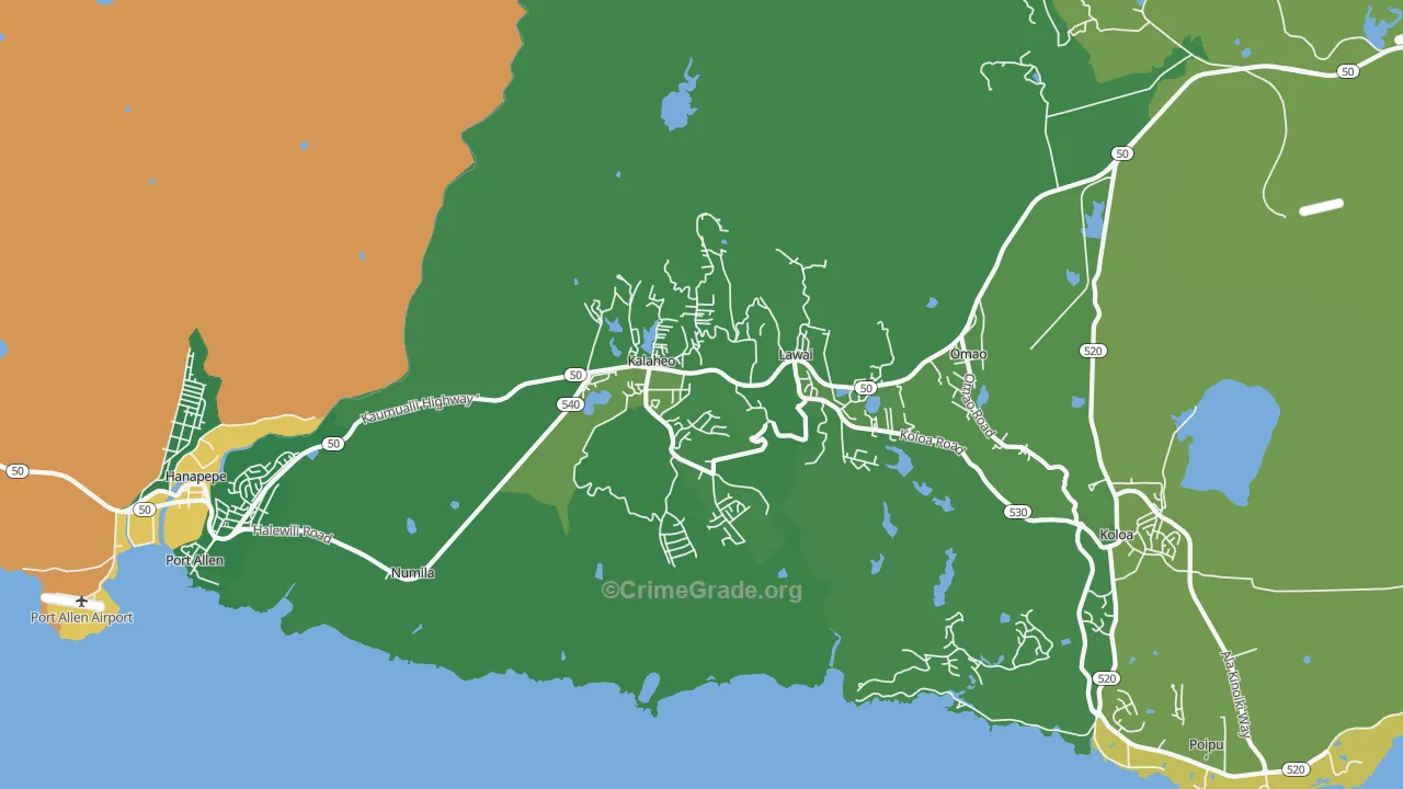 96741, HI Map of Vehicle Theft Rates