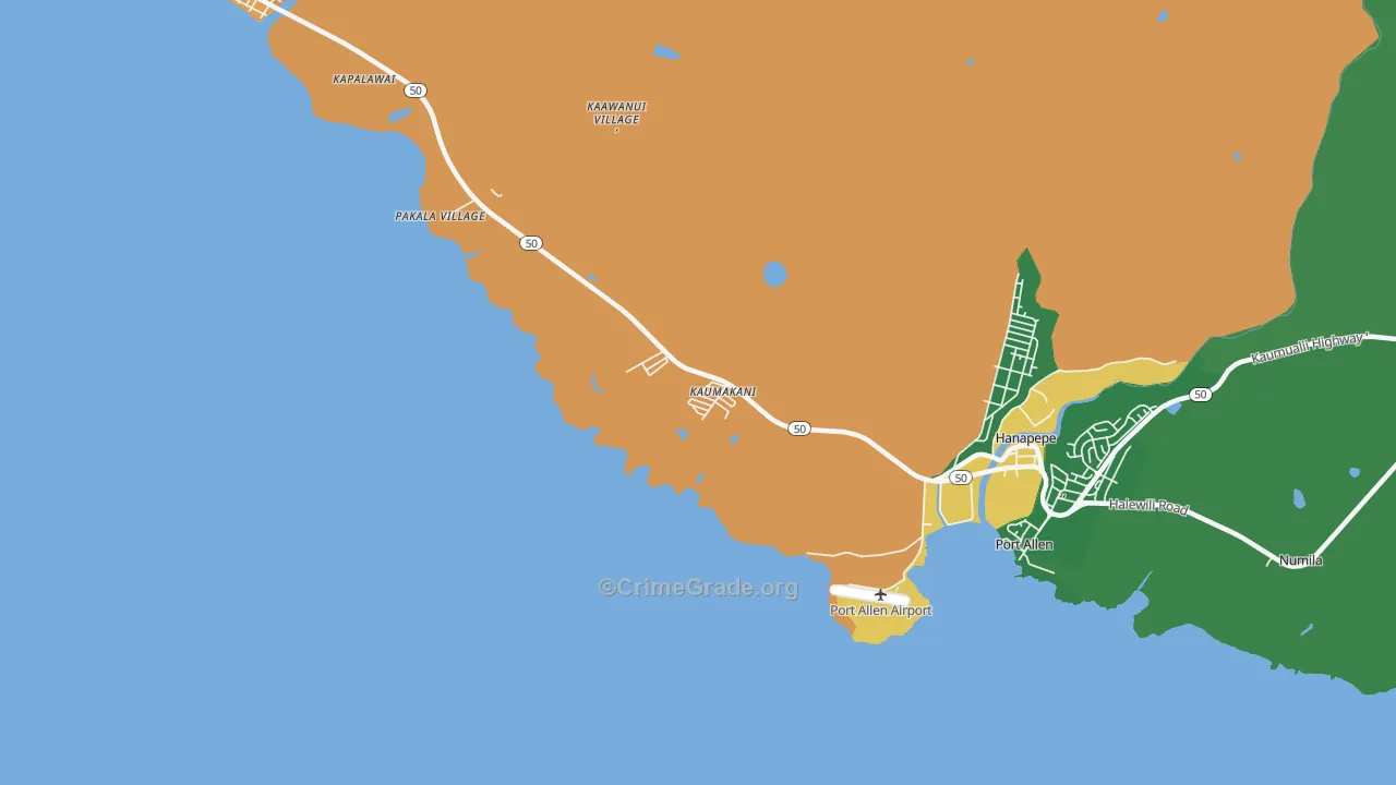 96747, HI Map of Vehicle Theft Rates