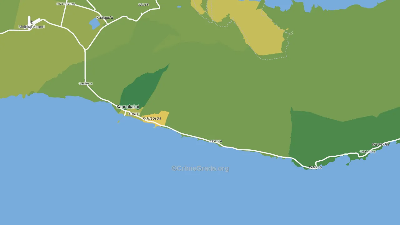 96748, HI Map of Vehicle Theft Rates