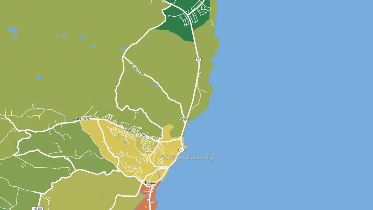 96751, HI Map of Vehicle Theft Rates