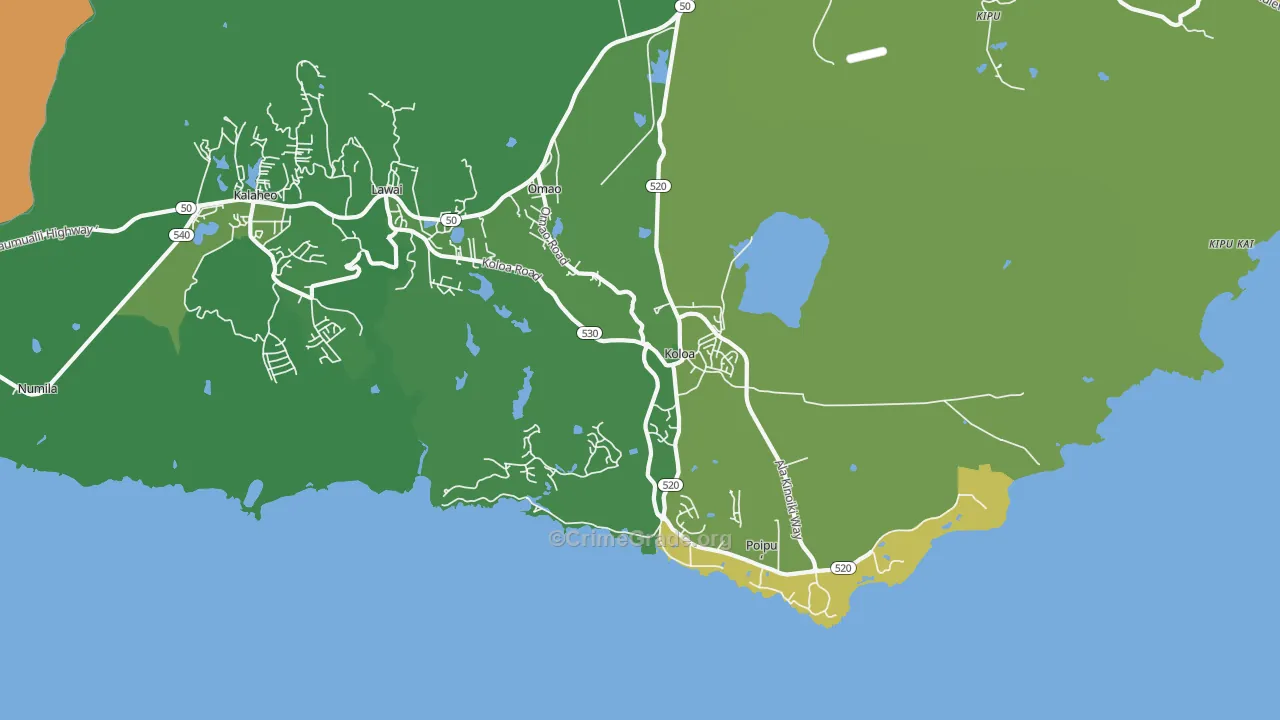 96756, HI Map of Vehicle Theft Rates