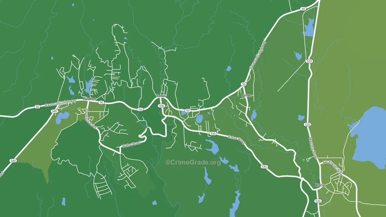 96765, HI Map of Vehicle Theft Rates