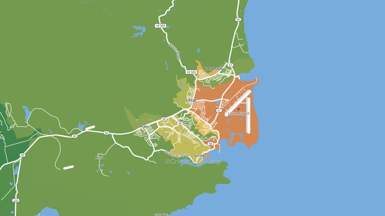 96766, HI Map of Vehicle Theft Rates