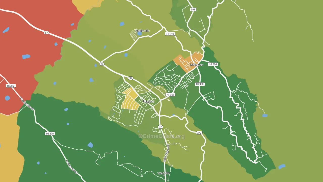 96768, HI Map of Vehicle Theft Rates