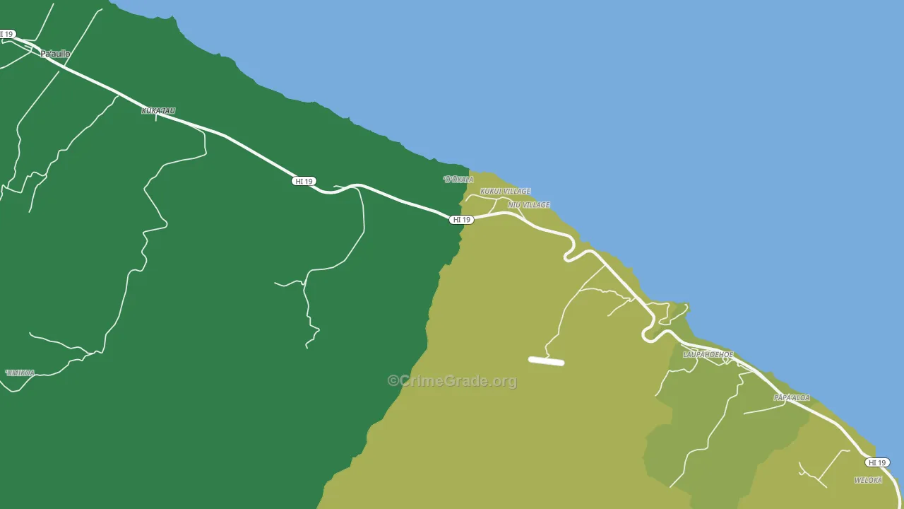 96774, HI Map of Vehicle Theft Rates