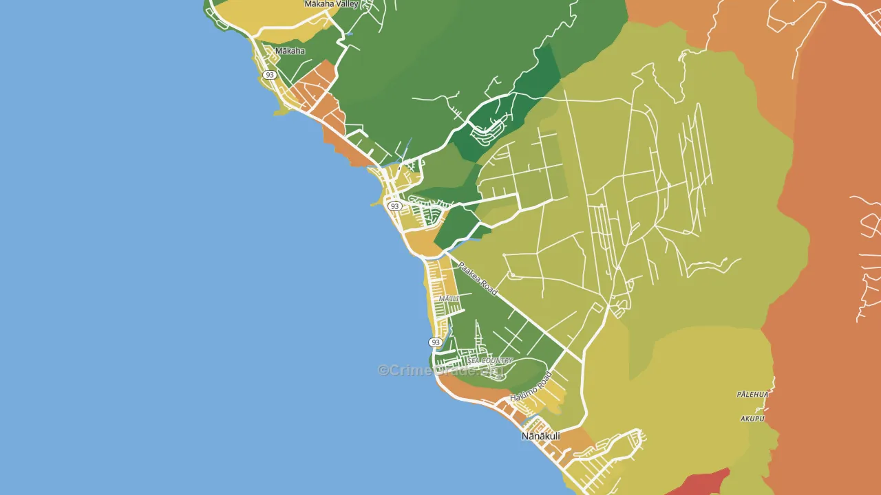 96792, HI Map of Vehicle Theft Rates