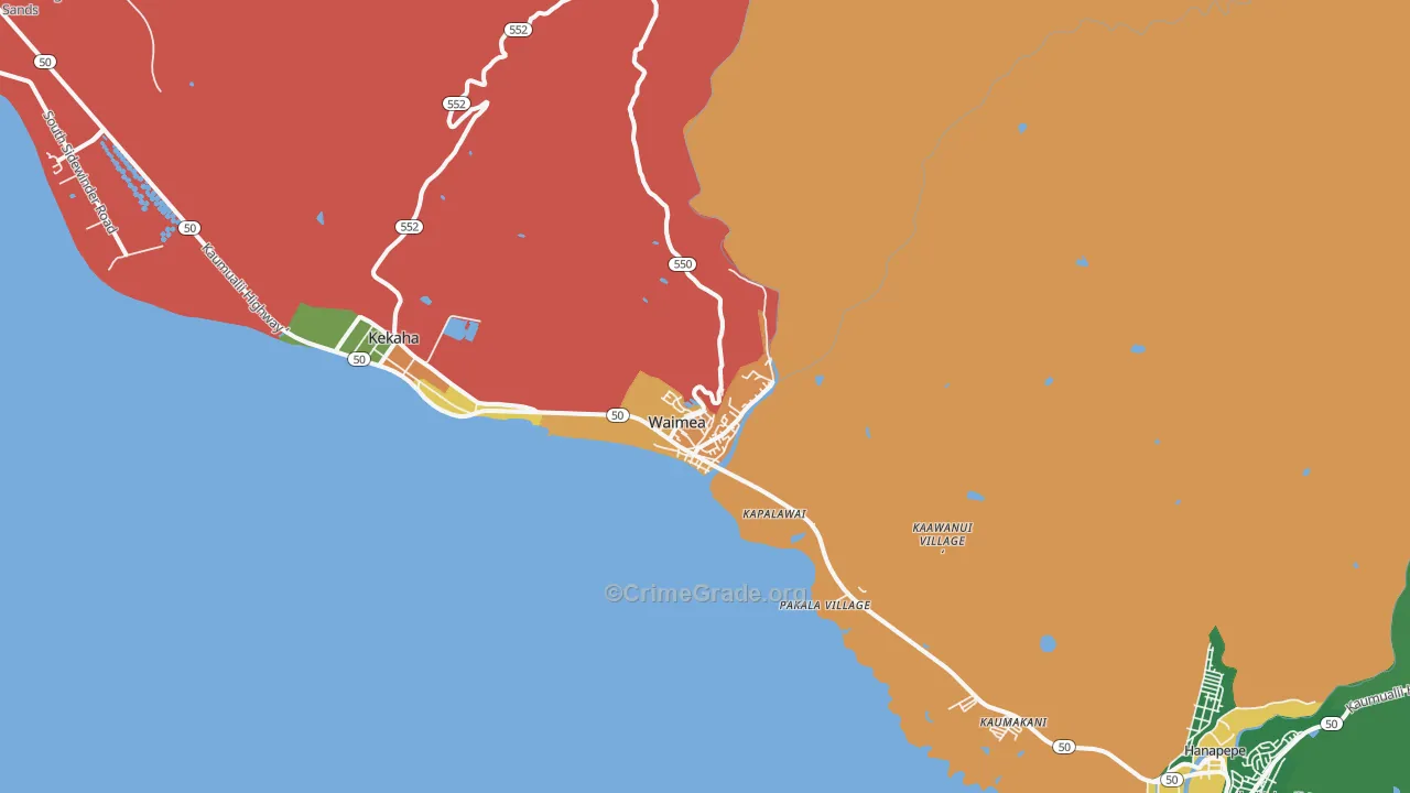 96796, HI Map of Vehicle Theft Rates