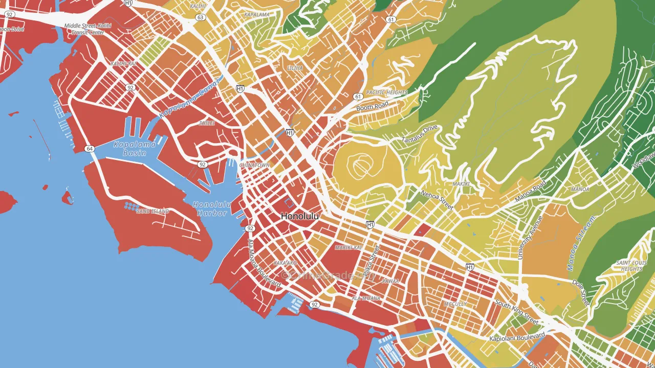 96813, HI Map of Vehicle Theft Rates