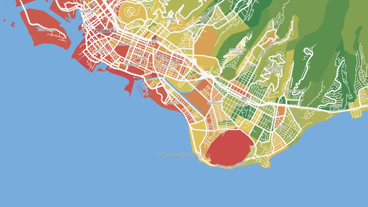 96815, HI Map of Vehicle Theft Rates