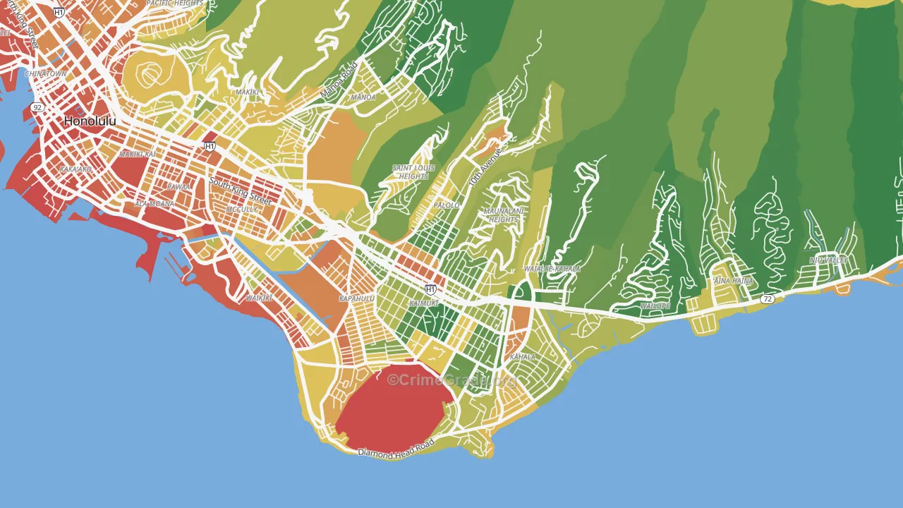 96816, HI Map of Vehicle Theft Rates