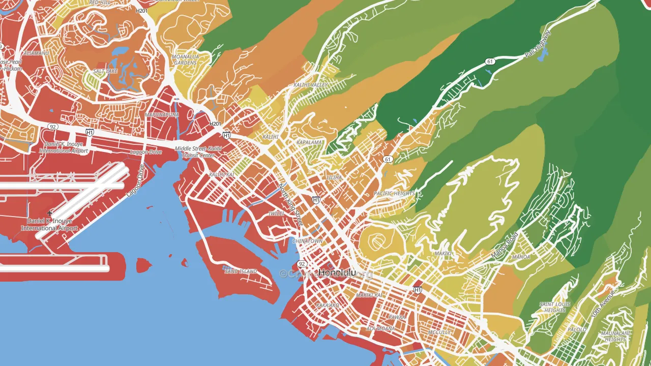 96817, HI Map of Vehicle Theft Rates