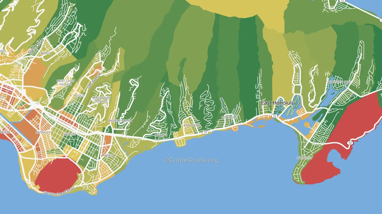 96821, HI Map of Vehicle Theft Rates