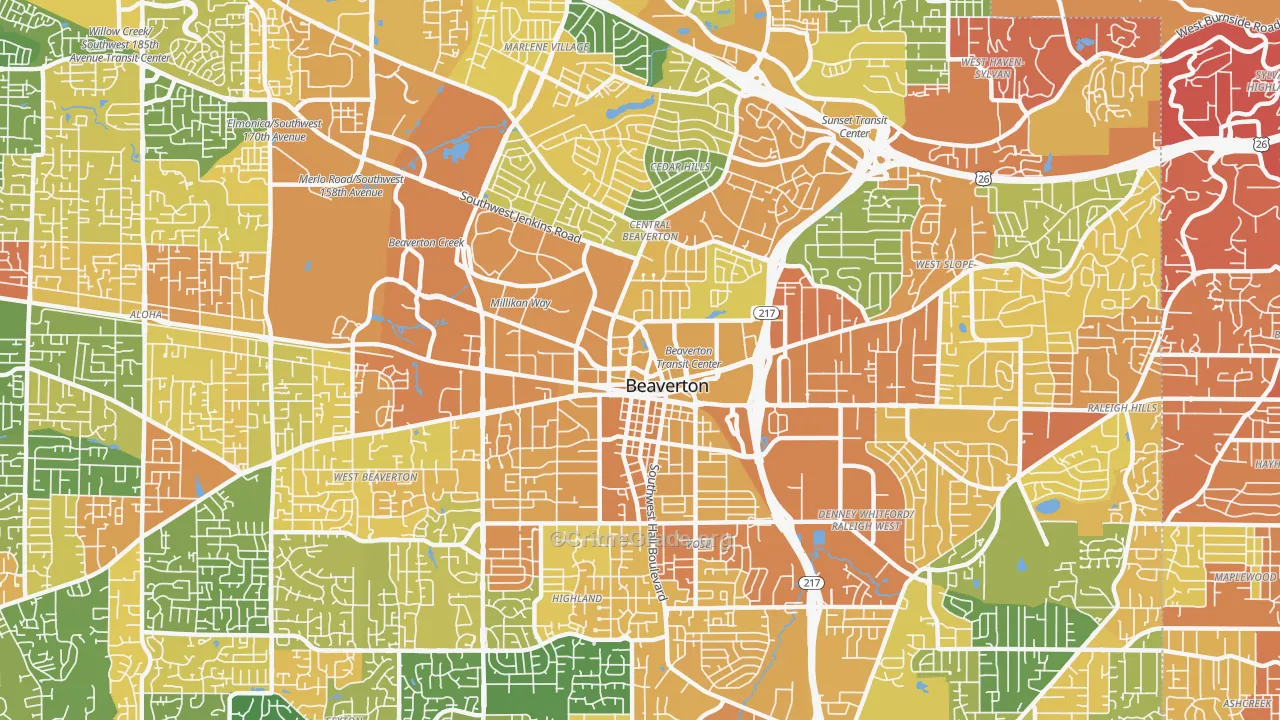 97005, OR Map of Vehicle Theft Rates