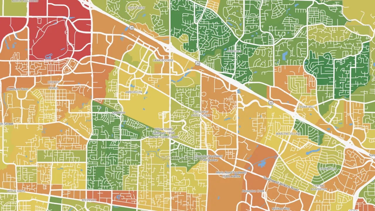 97006, OR Map of Vehicle Theft Rates