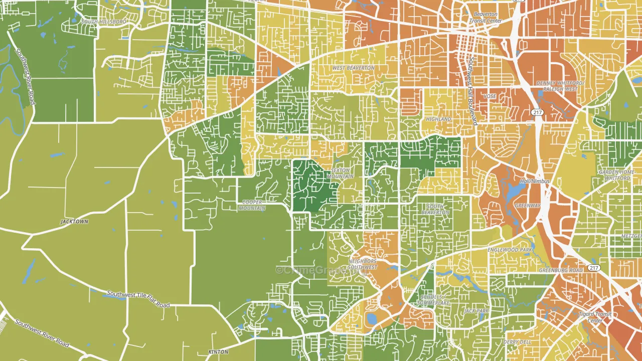 97007, OR Map of Vehicle Theft Rates