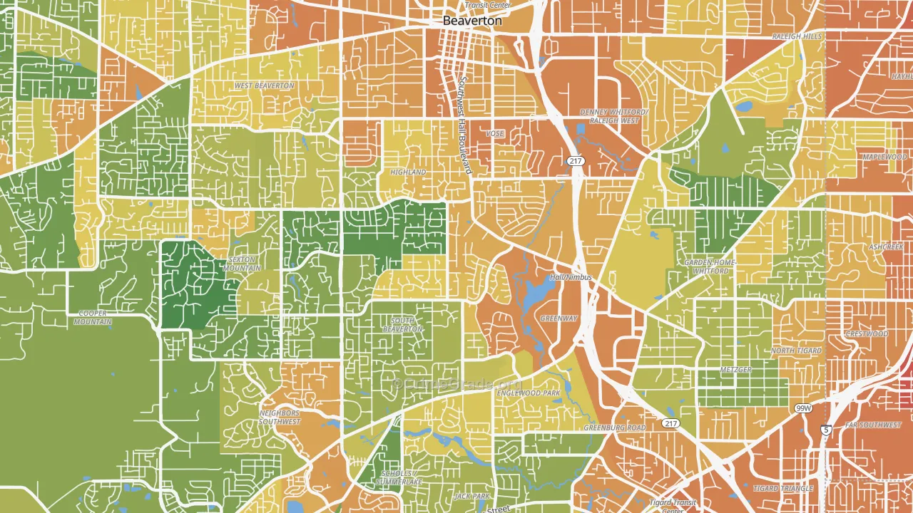 97008, OR Map of Vehicle Theft Rates