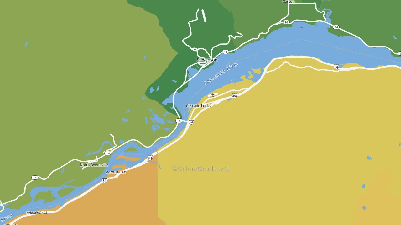 97014, OR Map of Vehicle Theft Rates