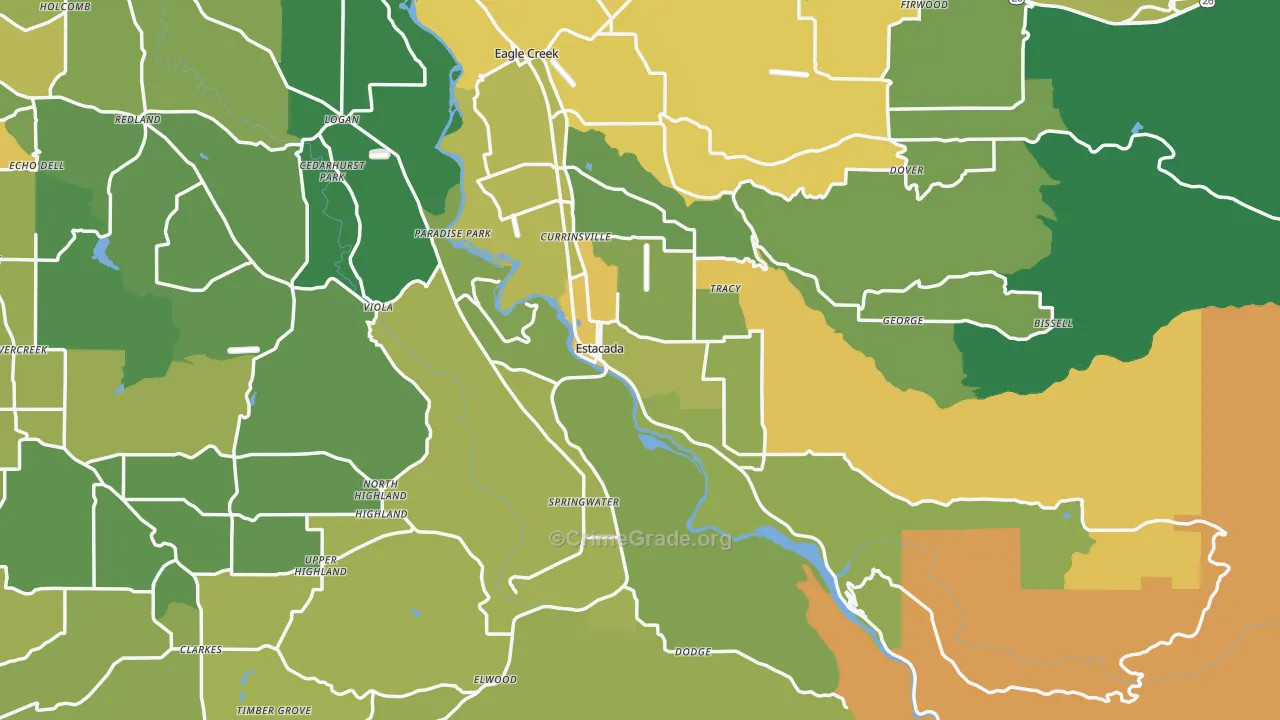 97023, OR Map of Vehicle Theft Rates