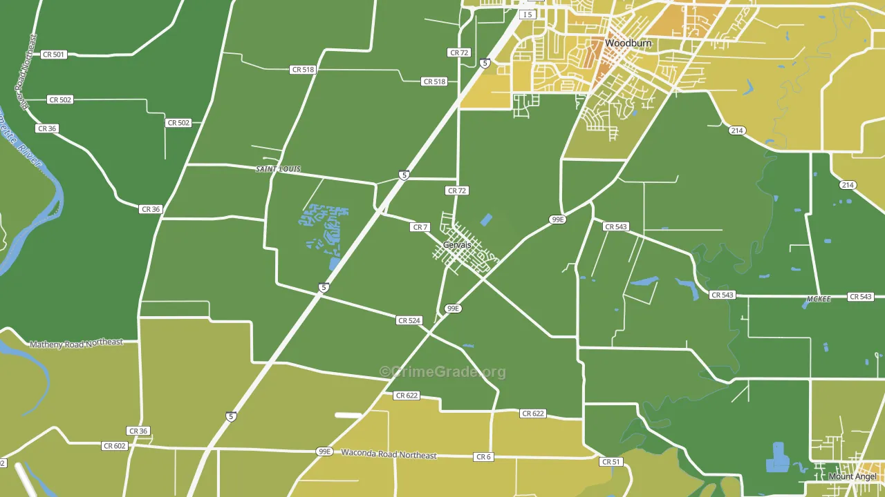 97026, OR Map of Vehicle Theft Rates