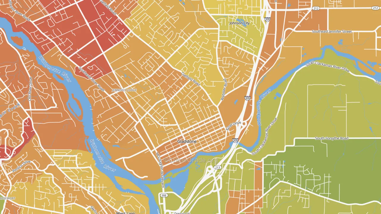97027, OR Map of Vehicle Theft Rates