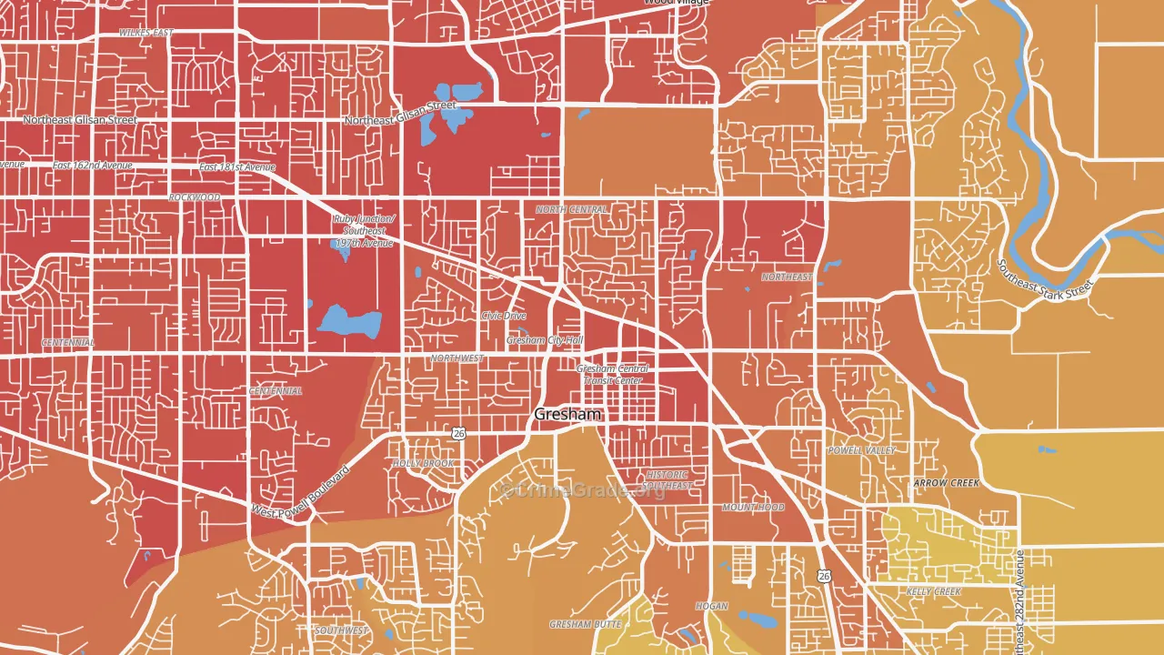 97030, OR Map of Vehicle Theft Rates