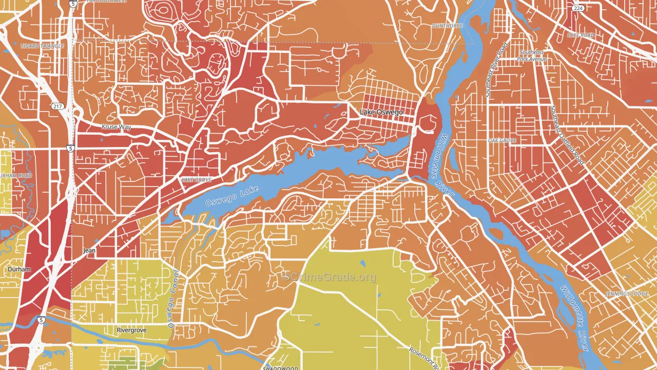 97034, OR Map of Vehicle Theft Rates
