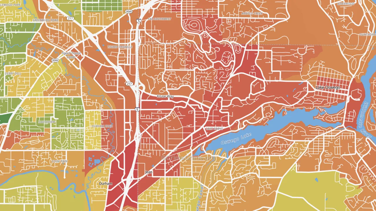 97035, OR Map of Vehicle Theft Rates