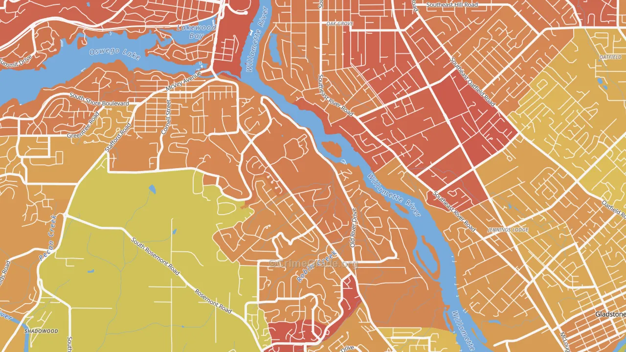 97036, OR Map of Vehicle Theft Rates