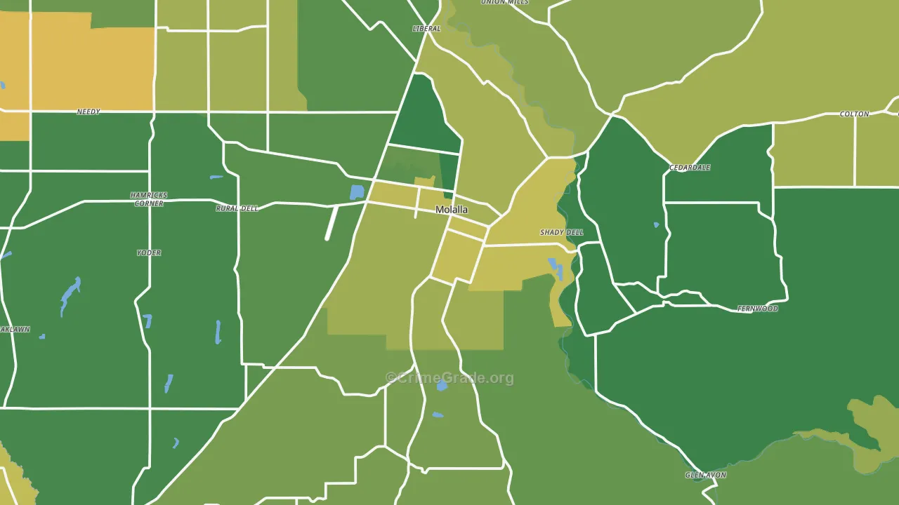 97038, OR Map of Vehicle Theft Rates
