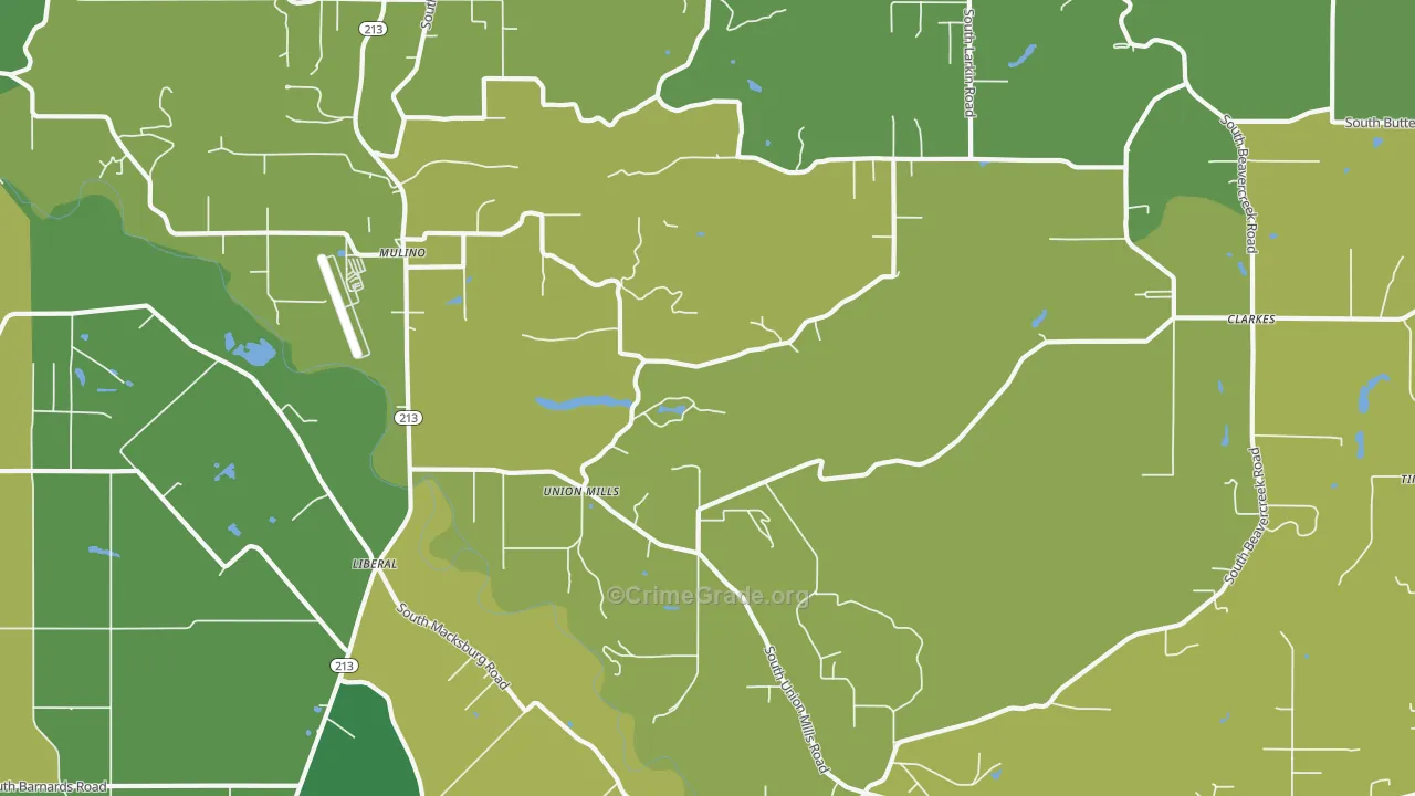 97042, OR Map of Vehicle Theft Rates