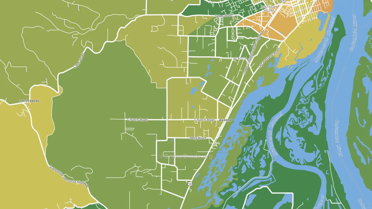 97053, OR Map of Vehicle Theft Rates