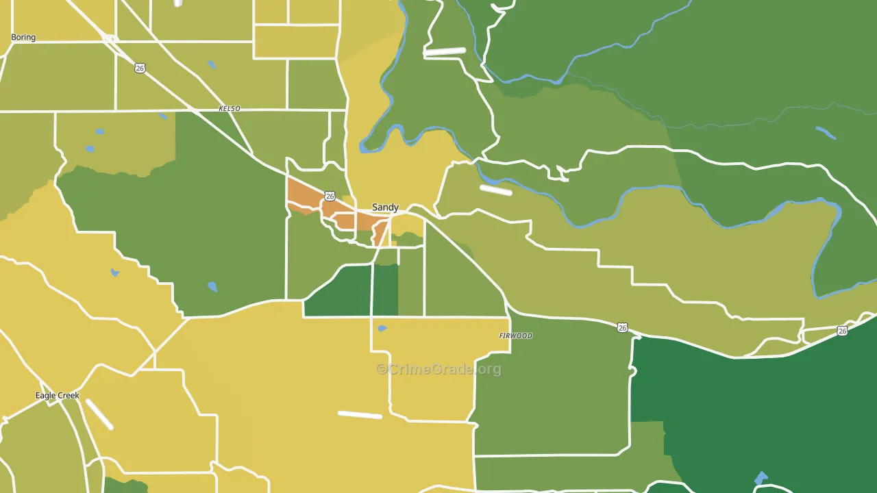 97055, OR Map of Vehicle Theft Rates