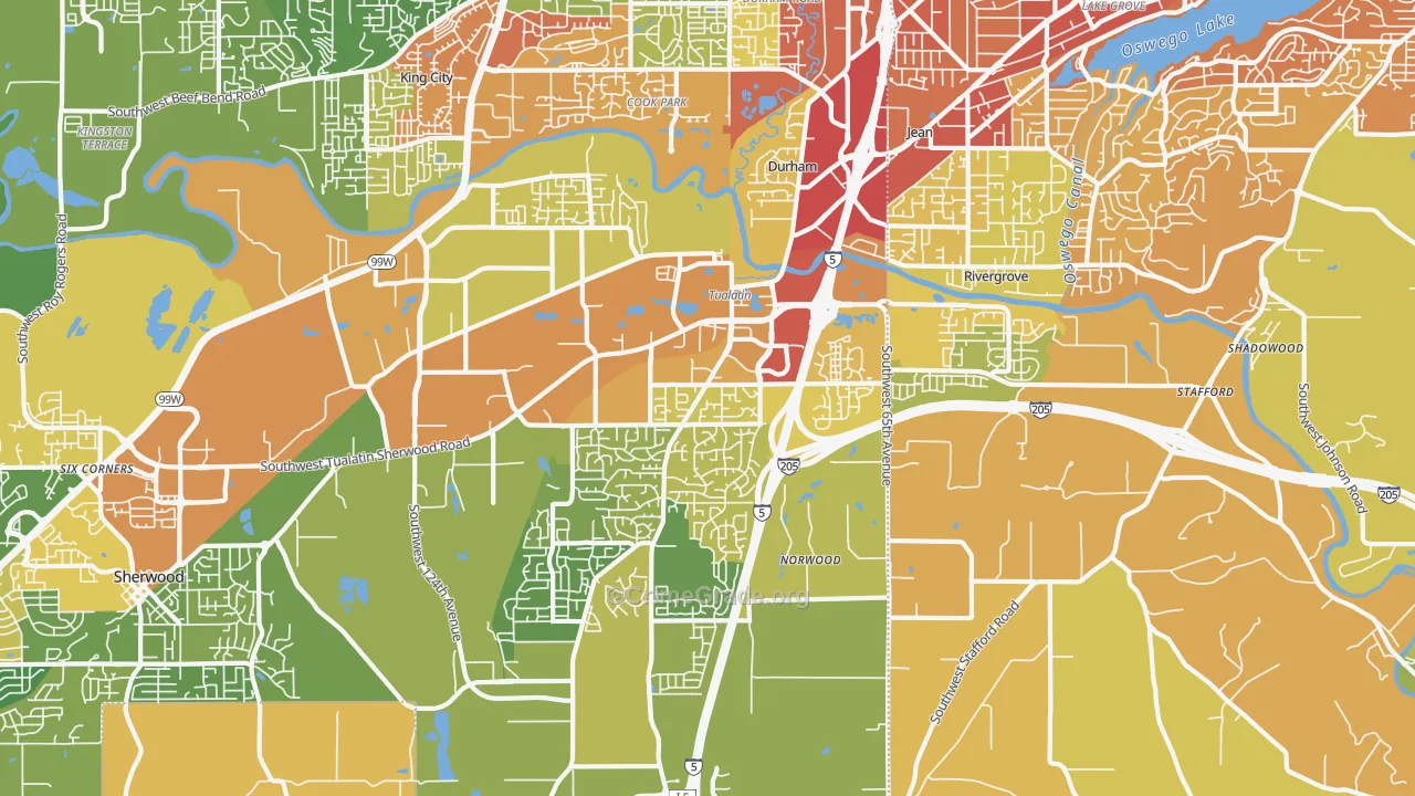 97062, OR Map of Vehicle Theft Rates