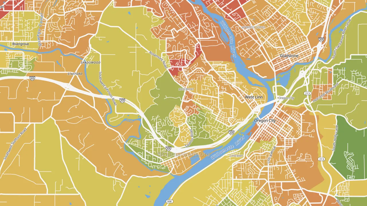 97068, OR Map of Vehicle Theft Rates