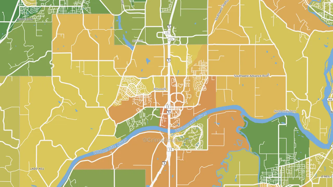 97070, OR Map of Vehicle Theft Rates