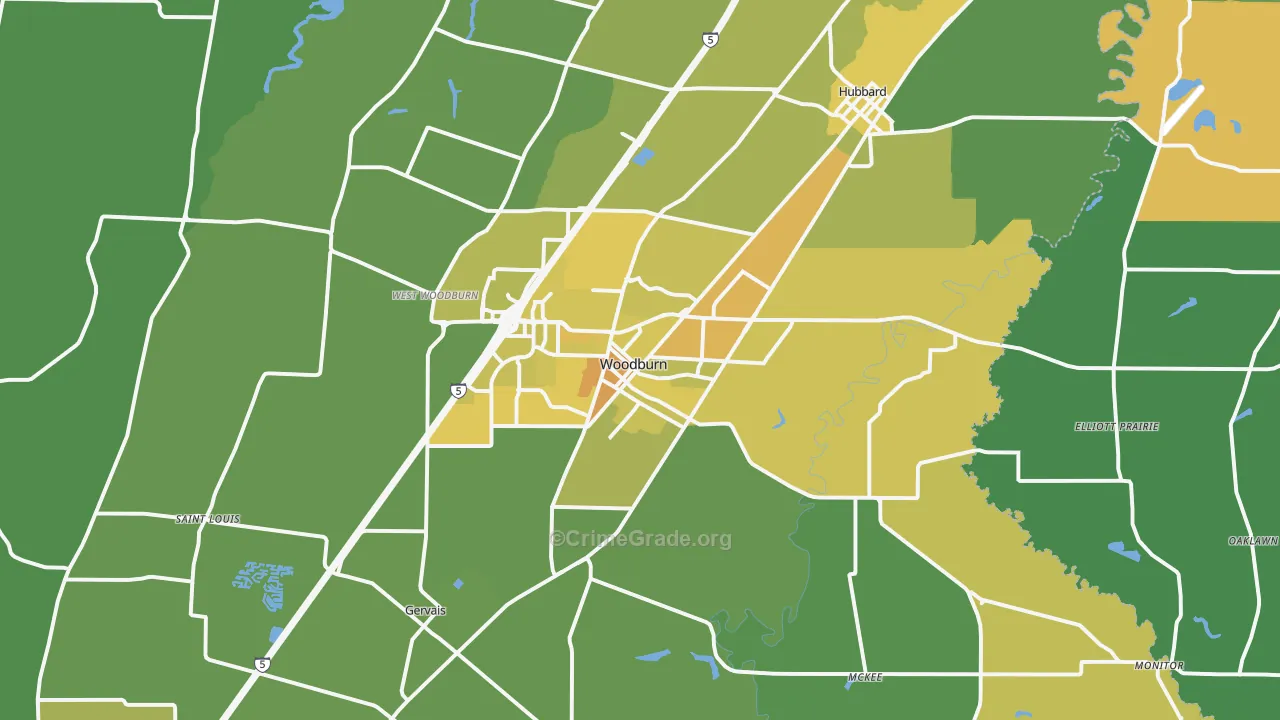 97071, OR Map of Vehicle Theft Rates