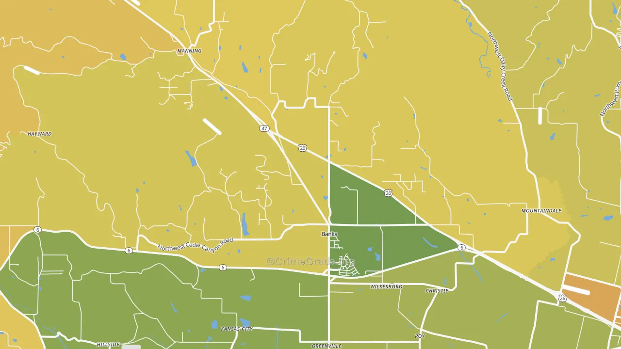 97106, OR Map of Vehicle Theft Rates