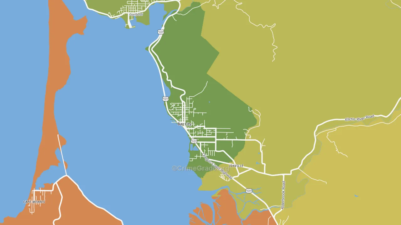 97107, OR Map of Vehicle Theft Rates