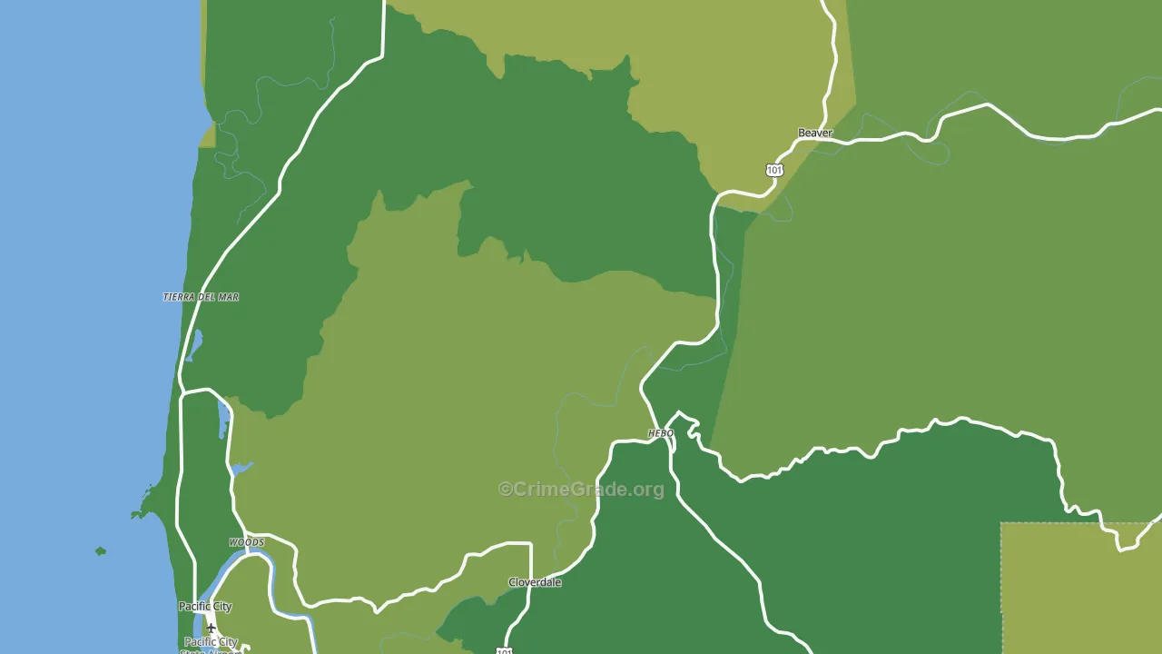 97112, OR Map of Vehicle Theft Rates