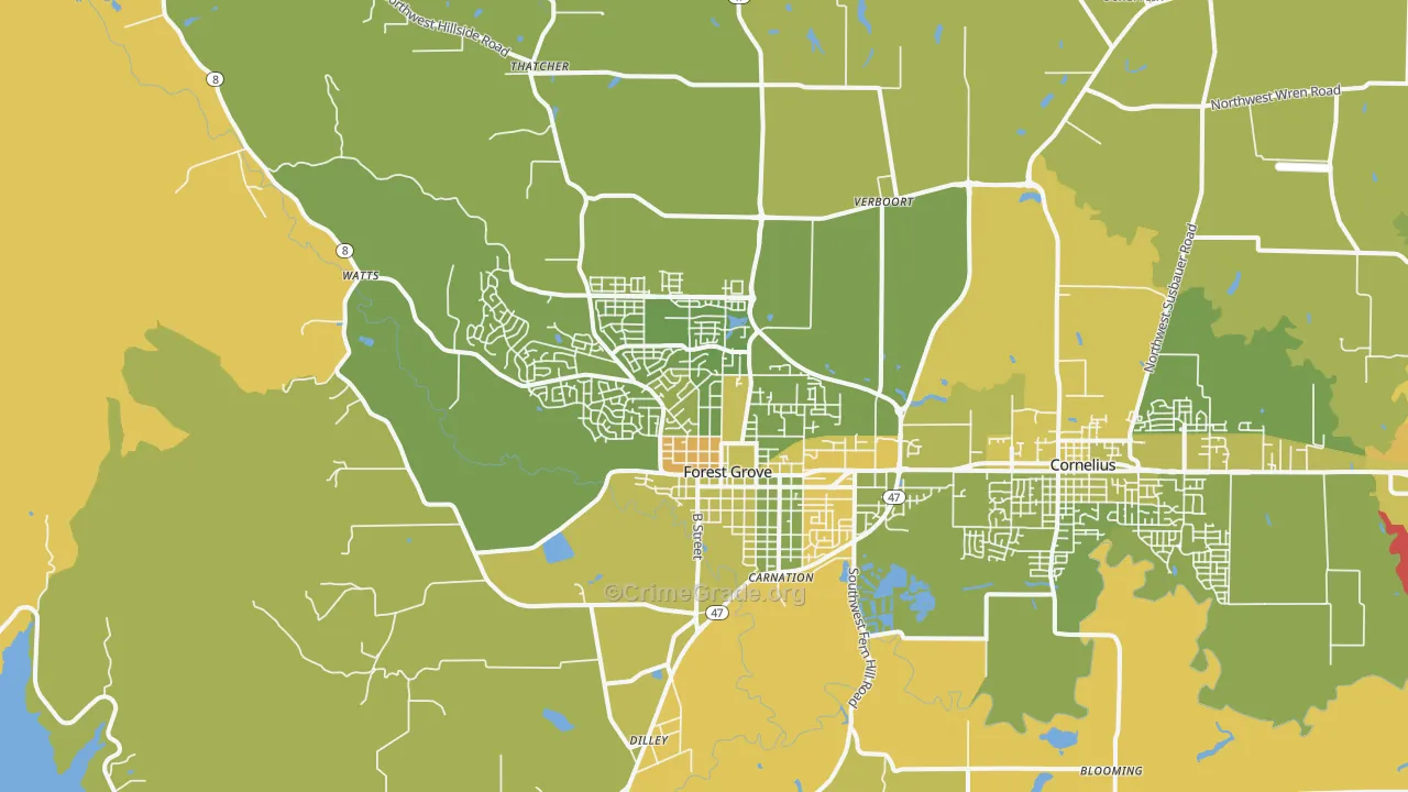 97116, OR Map of Vehicle Theft Rates