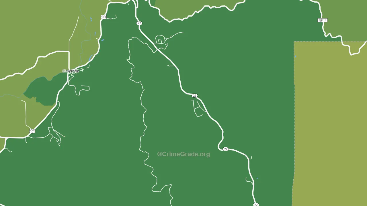 97122, OR Map of Vehicle Theft Rates