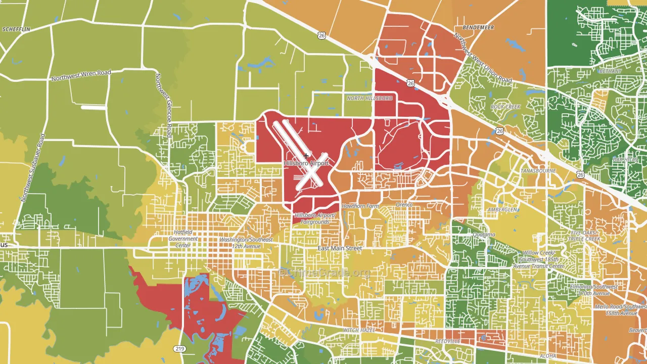 97124, OR Map of Vehicle Theft Rates