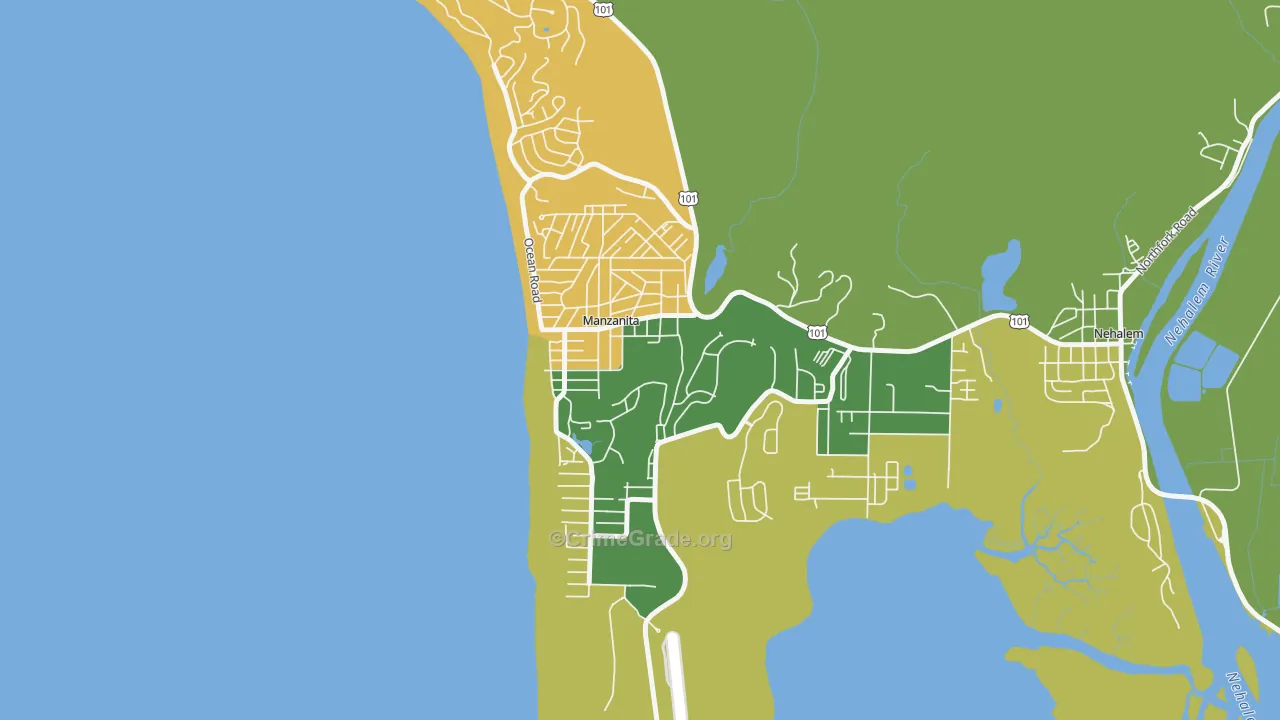 97130, OR Map of Vehicle Theft Rates