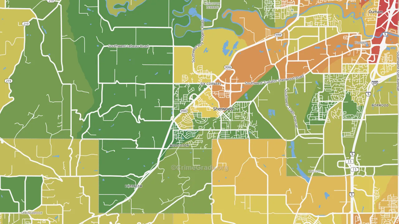 97140, OR Map of Vehicle Theft Rates