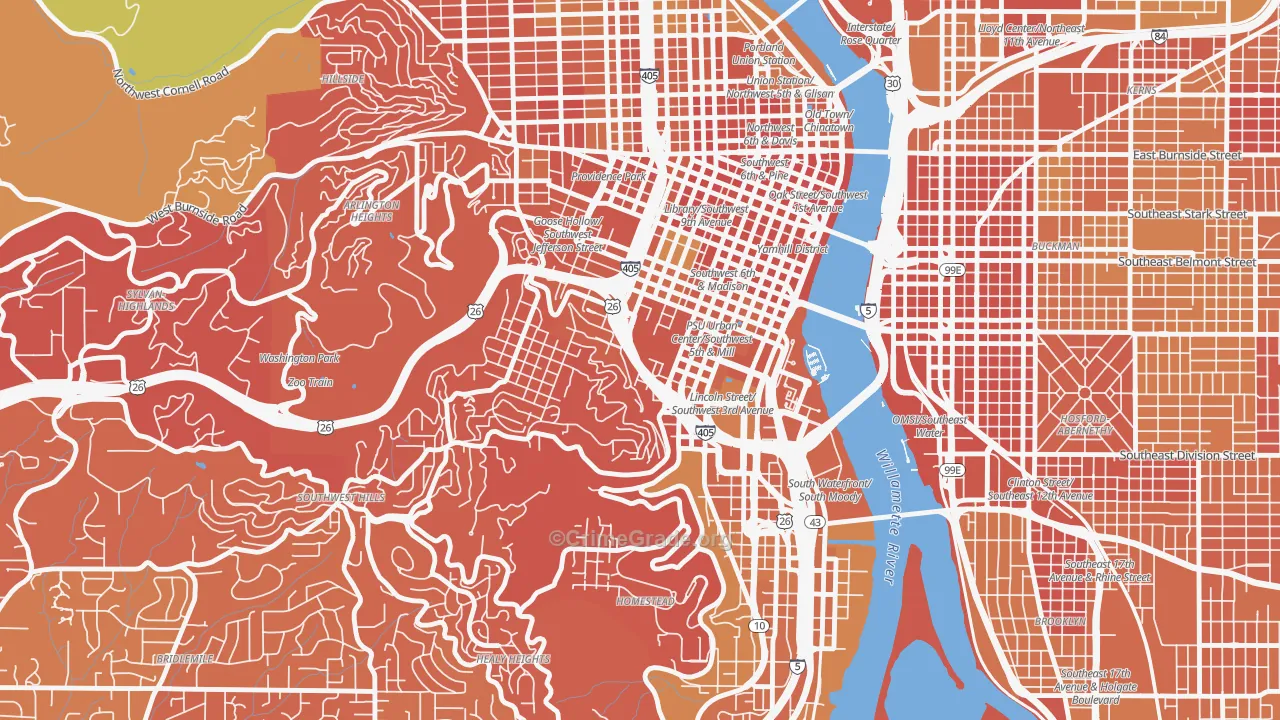 97201, OR Map of Vehicle Theft Rates